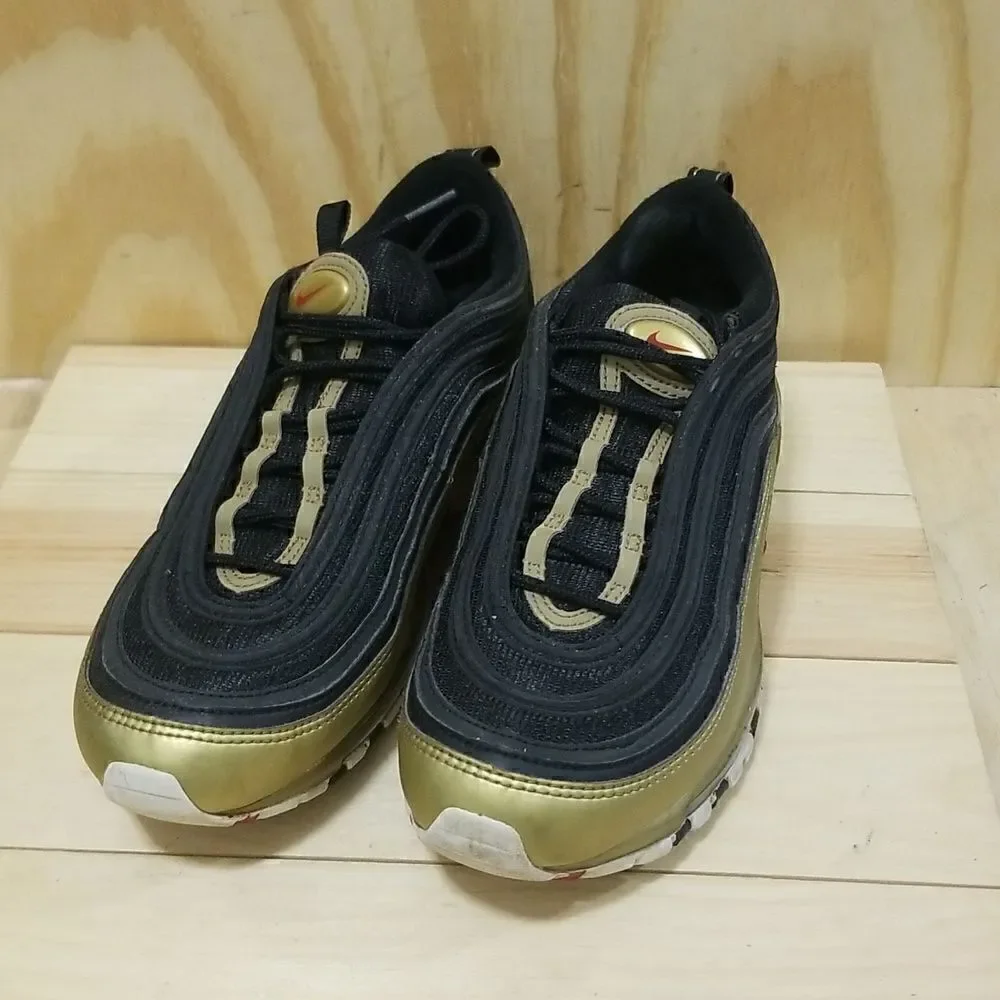 NIKE AIR MAX 97 RARE BLACK VARSITY RED METALLIC GOLD WHITE Mens  sz 7.5 Wmn's 9